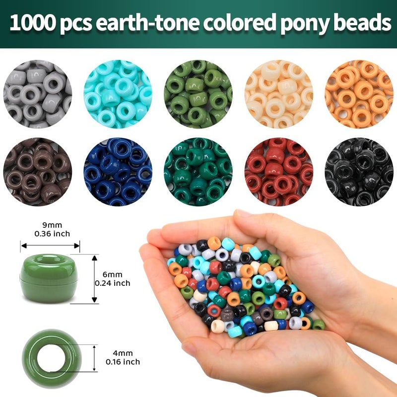 IOOLEEM Pony Beads(1000pcs Earth Tone-Colored), Beads for Jewelry Making, Crafts, Beading Supplies, Arts & Crafts Materials for Jewelry Making. - Image 2